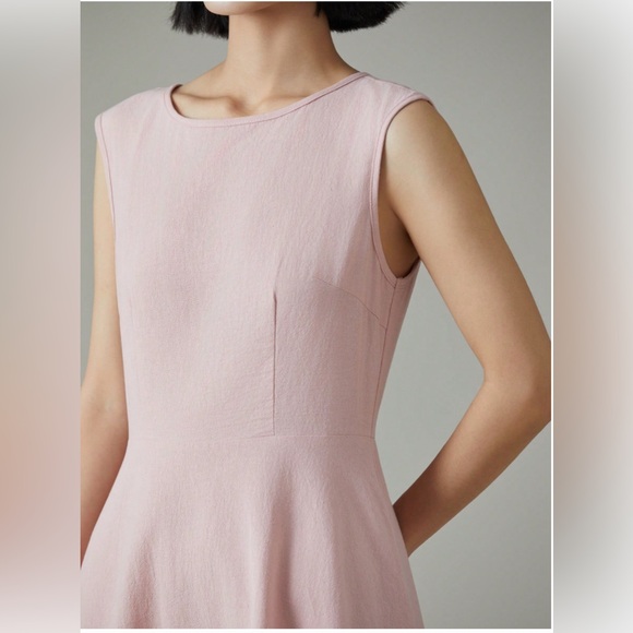 Cotton A- Line Midi Dress Pink - Picture 5 of 8